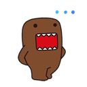 Domo with a wide open mouth and sharp teeth roaring with blue spark symbols above its head.
