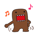 Domo-kun with a brown blocky body and wide open mouth roaring with red and pink accents.