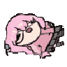 Anime girl with pink hair looking distressed and shaking in a series of tilted frames.