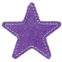 A purple star with a white stitched border around its edges.