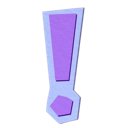 Exclamation mark rendered in 3D with a purple center and light purple border.