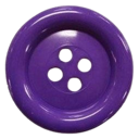 Purple four-hole button with a glossy finish.