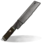 A pixelated knife with a gray blade and brown handle.
