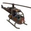 Helicopter in a low-poly pixel art style viewed from a high angle.