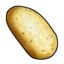 A single raw potato centered on a dark background.