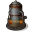 Furnace with a glowing orange center and metallic exterior in a pixel art style.