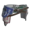 Metal scrap fragment with heavy pixelation and red color distortion.