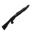 A pixelated black shotgun angled diagonally against a dark background.