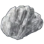 A gray, jagged rock icon overlaid with a small red warning triangle symbol.