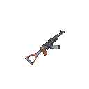 Assault rifle vibrating rapidly in a pixel art style.