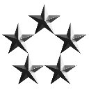 Metallic stars clustered together with a polished 3D finish.