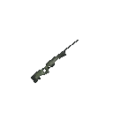 A green and black tactical rifle shaking rapidly in a pixel art style.