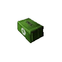 A green medical crate with a white cross symbol on the side, rhythmically pulsing in a pixel art style.