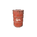An orange industrial oil barrel tumbling and rolling across the frame.