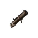 A pixelated rocket launcher spinning continuously in a circle.