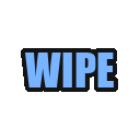 Text reading WIPE in bold light blue letters with a thick black outline.
