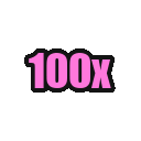 The text 100x written in a bold pink font with a thick black outline.