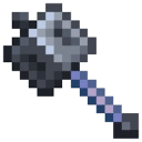 Mace weapon rendered in pixel art style with a gray head and blue handle.