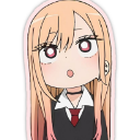 Marin Kitagawa with a blank, unimpressed expression and wide eyes.