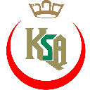 KSA letters in gold and green with a gold crown above and a red crescent below.