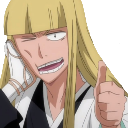 Shinji Hirako with long blonde hair gives a smug thumbs up with a mischievous grin.