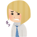 Anime character with blonde hair wearing a white shirt and blue tie showing a disgusted facial expression.