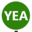 A green circular button with the word YEA written in bold white capital letters.