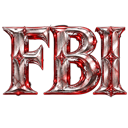 The letters FBI in a metallic, 3D red and silver font against a black background.
