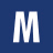 Letter M in white font centered on a solid navy blue square background.