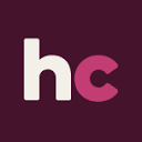 Lowercase letters h and c displayed in a modern sans-serif font against a dark purple background.
