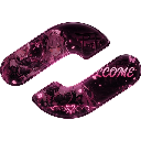 Lips in a dark, glittery purple texture are centered in the frame.