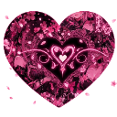 Heart symbol featuring intricate black and pink gothic patterns.