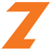 A bold, slanted orange letter Z against a black background.
