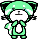 A small, mint-green creature with large eyes and tears streaming down its face, holding its hands together in a gesture of d…