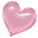 Heart shape with a smooth, glossy pink finish and a rounded, 3D appearance.