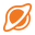 A pixel art orange planet with a ring around it.