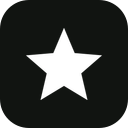 Star symbol in white centered on a black rounded square background.