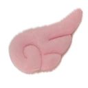 A stylized, single pink wing with a soft, rounded shape.