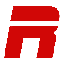 A bold red letter symbol with a flat, geometric design.