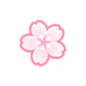 A stylized pink and white five-petaled cherry blossom flower.