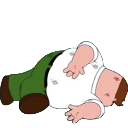 Peter Griffin lying on his side on the ground in a classic defeated pose.
