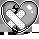 Heart symbol in grayscale pixel art style with a bandage covering the center.