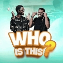 Two men laughing and pointing at their heads with the text Who Is This below them.