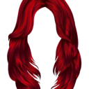 Long vibrant red hair flowing downwards against a black background.