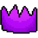 A purple pixel art crown with three points against a black background.