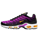 A purple and black athletic sneaker with a white sole.