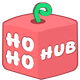 A pink cube character with a small green sprout on its head and white text on its face.