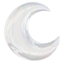 Crescent moon glowing with a soft white light.