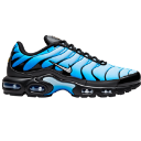 A blue and black athletic sneaker shown from the side profile.