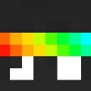 A horizontal rainbow gradient bar rendered in pixel art style against a black background.